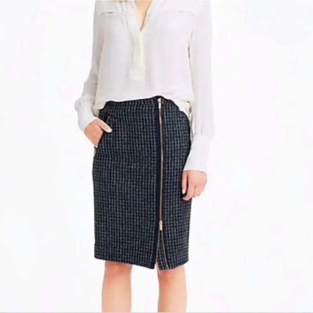 J. Crew Wool Asymmetrical zip pencil skirt size 4